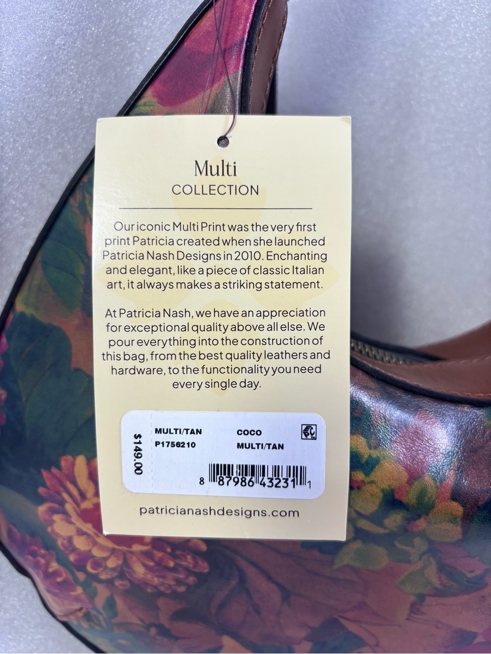 Patricia Nash Coco Crescent Hobo Bag. Multi/Tan. - Picture 15 of 15